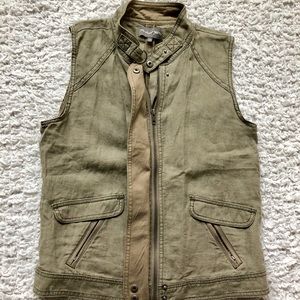 Michael Stars Army Green Linen Vest